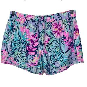 Lilly Pulitzer Women's  Shorts Size L Tropical Floral‎ Print Drawstring Pockets